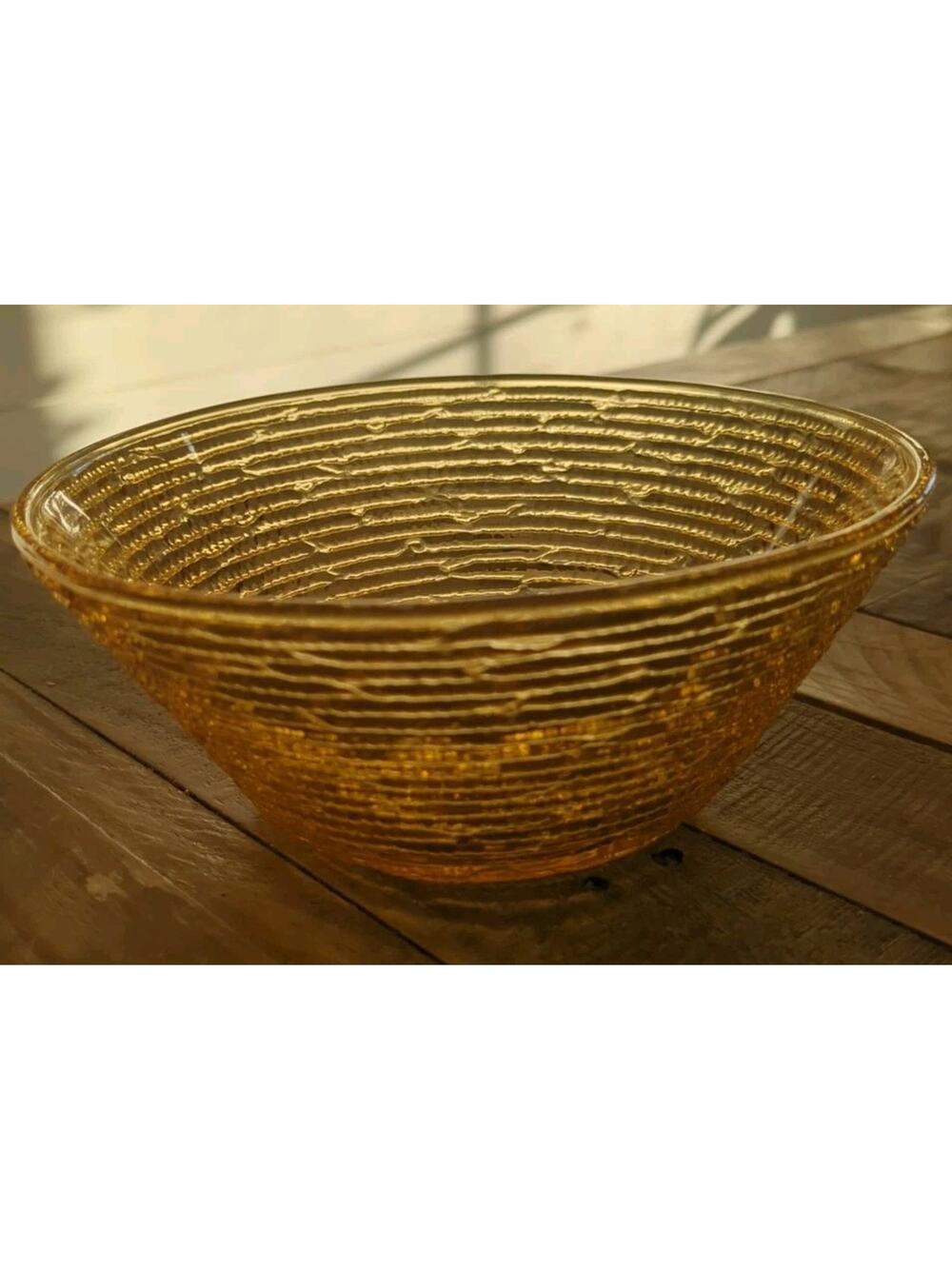 Vtg Anchor Hocking Soreno Glass Cottage Core Amber Medium Serving 8.25"x3.75 "
